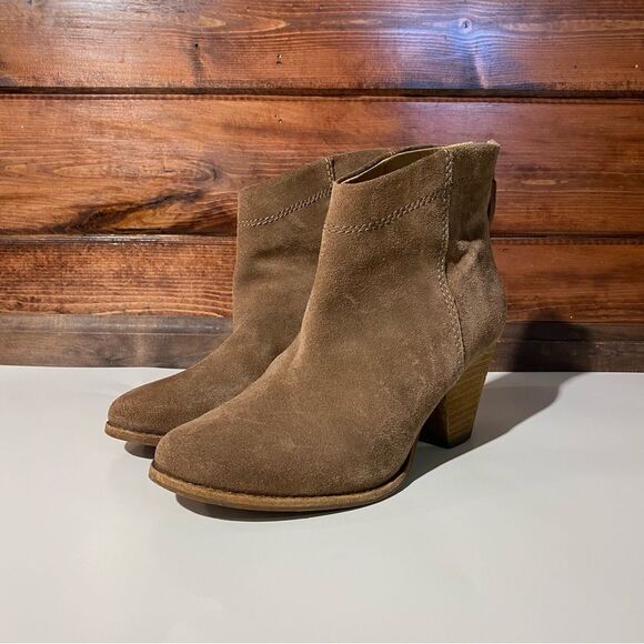 Splendid Fine Leather Booties Tan With Block Heel Women's Size 8.5 - Picture 4 of 13